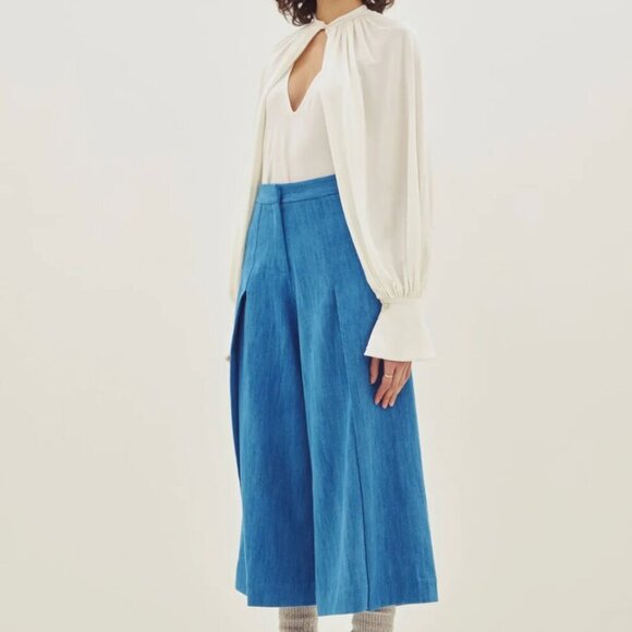 PALMER HARDING Striped Exaggerated Wide Leg Womens 2/4 Exhale Culotte Pants - Picture 3 of 12